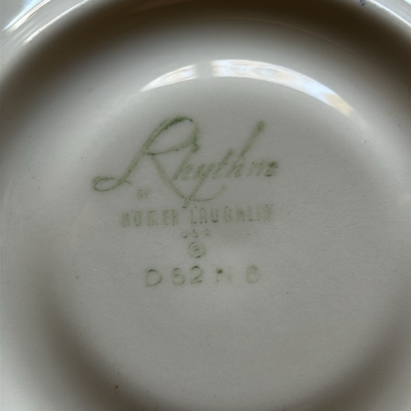 VTG 3 Pink Flower Magnolias Homer Laughlin Rhythm Saucers Gold trimmed dish - Picture 9 of 10